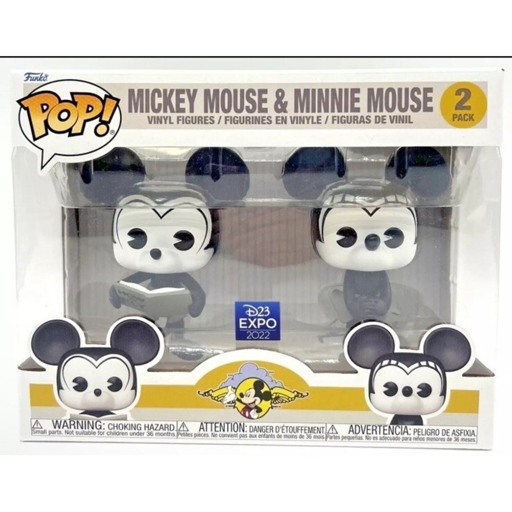 New Funko Pop! Disney D23 EXPO 2022 Mickey & Minnie Mouse Black & White 2 Pack
